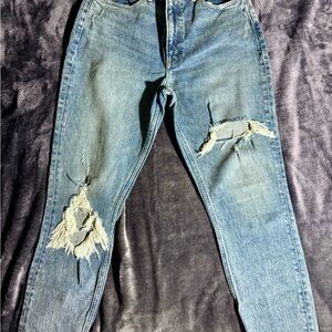 Abercrombie & Fitch Light Blue High Rise Mom Curve Love Jeans